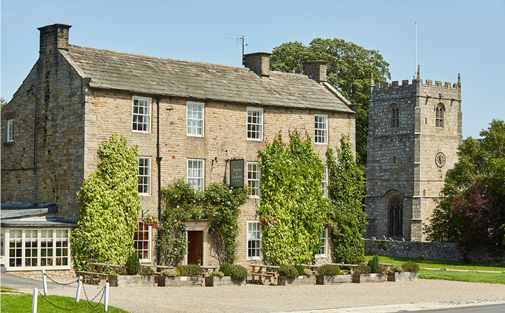 front entrance view of Rose and Crown in Romaldkirk  village, Durham Dales